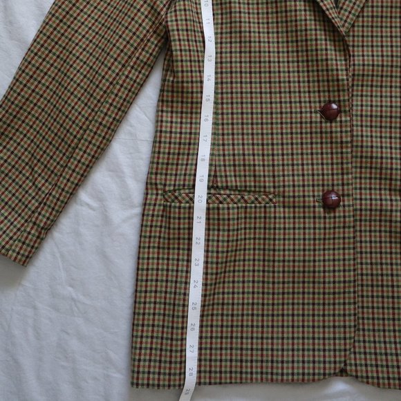 Vintage Brown & Green Plaid Checked Blazer Medium - Picture 3 of 11